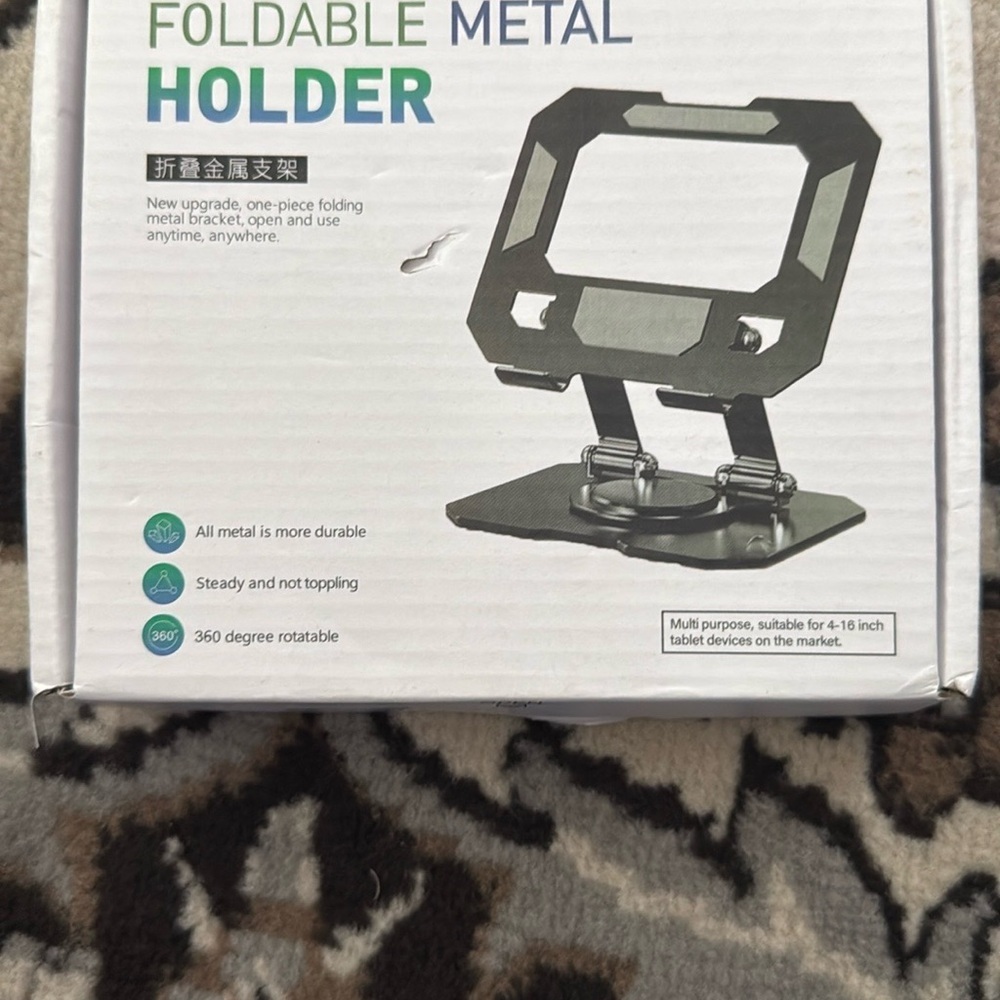 Foldable Metal Tablet Holder - Black